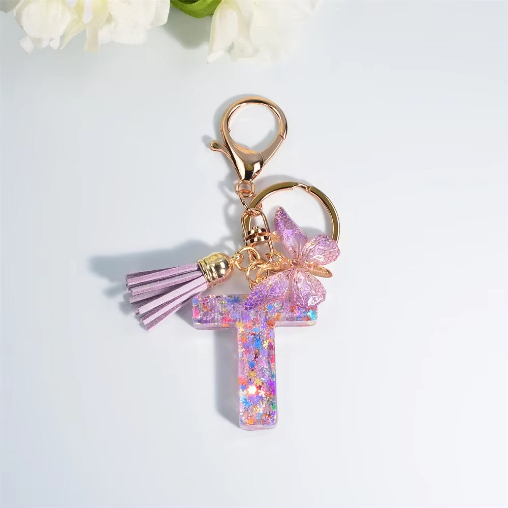 🔥Butterfly Letter Keychain Tassel Design Vibrant Durable Lightweight Gift